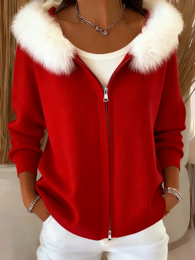 Women Winter Outerwear Casual Christmas Long Sleeve Hoodie Jacket