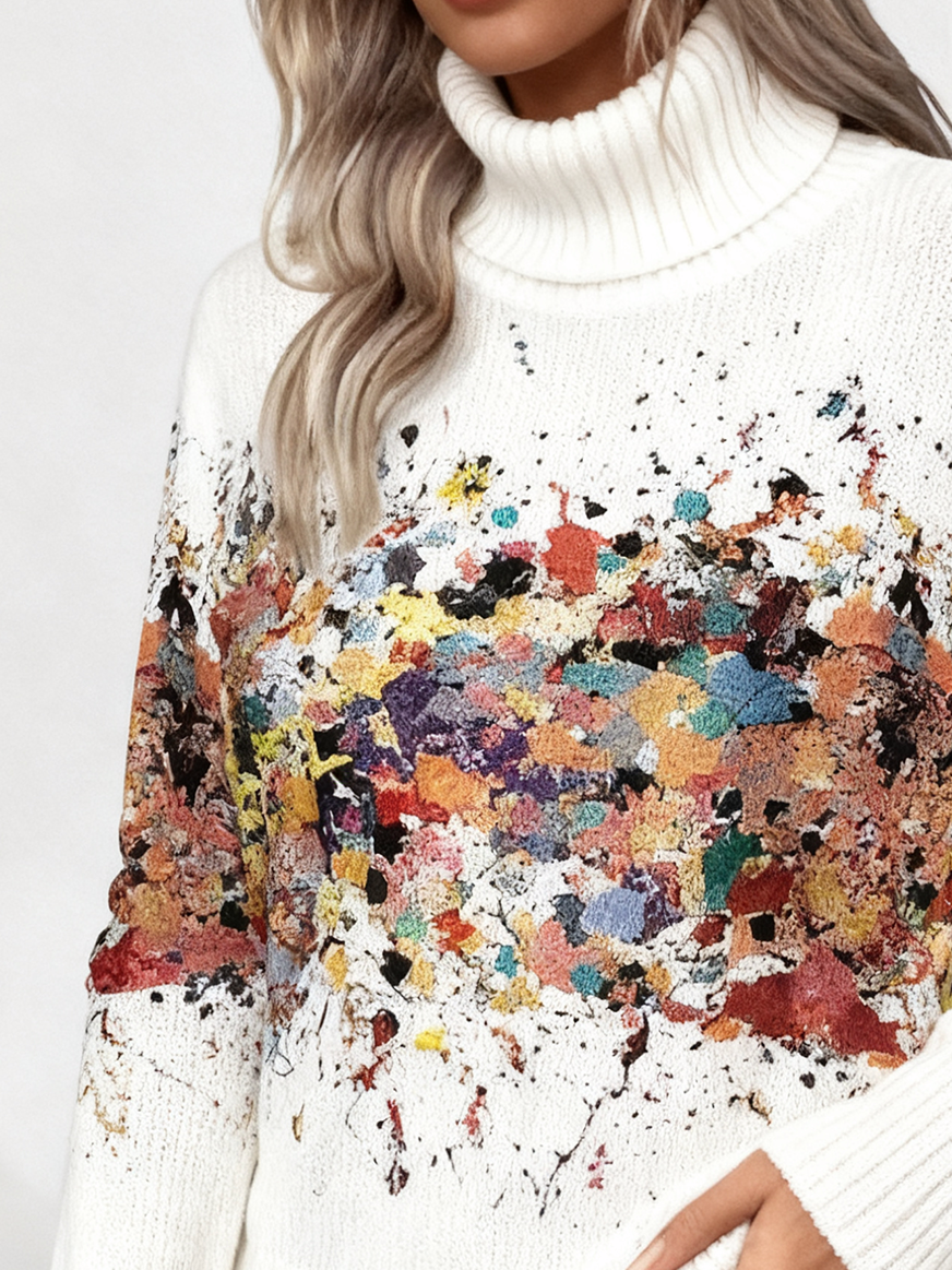 Women Gradient Pattern Long Sleeve Comfy Vintage Sweater