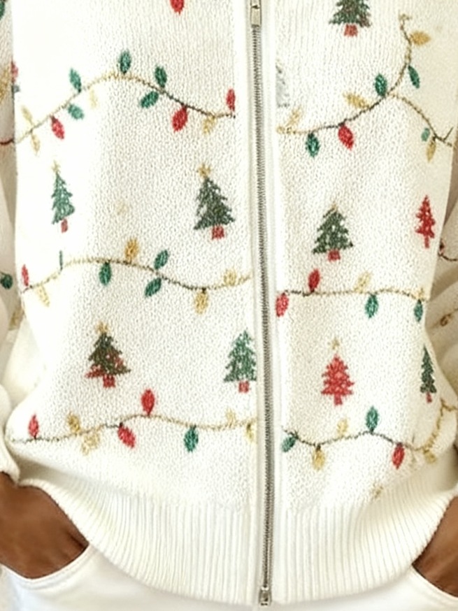 Women Wool/Knitting Christmas Long Sleeve Comfy Casual Cardigan