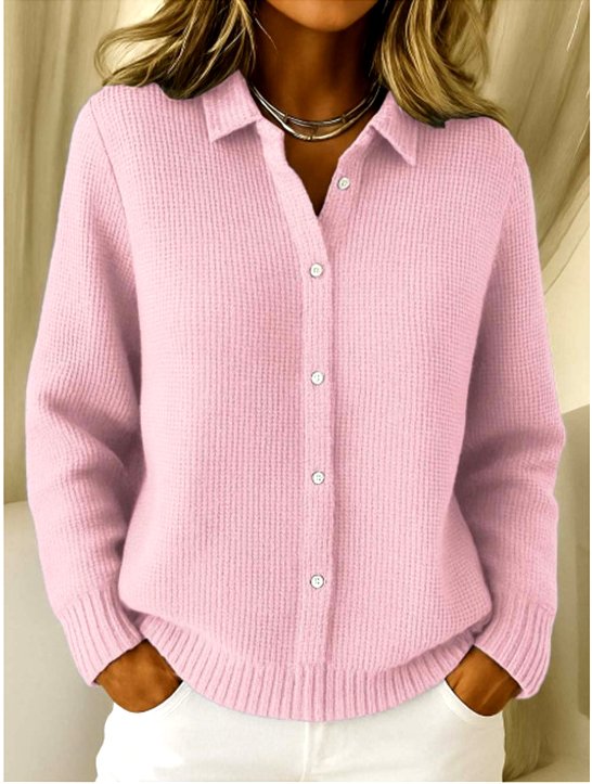 Women Plain Long Sleeve Comfy Casual Cardigan