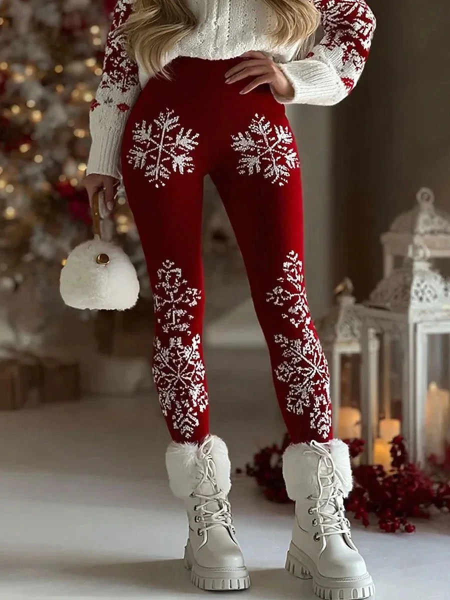 Women Christmas Vintage Spring/Fall Ankle Pants Leggings