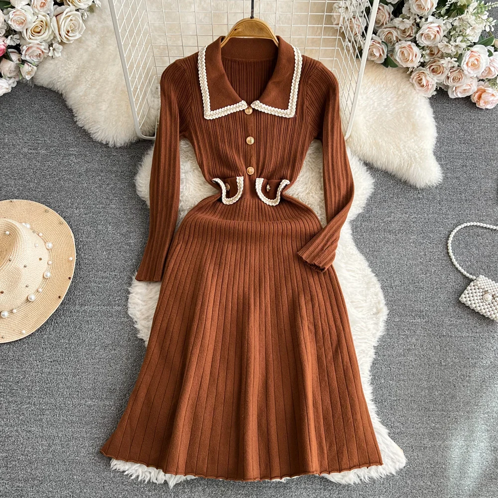 Women Multicolor Block Spring/Fall Dress Long Sleeve H-Line Dress
