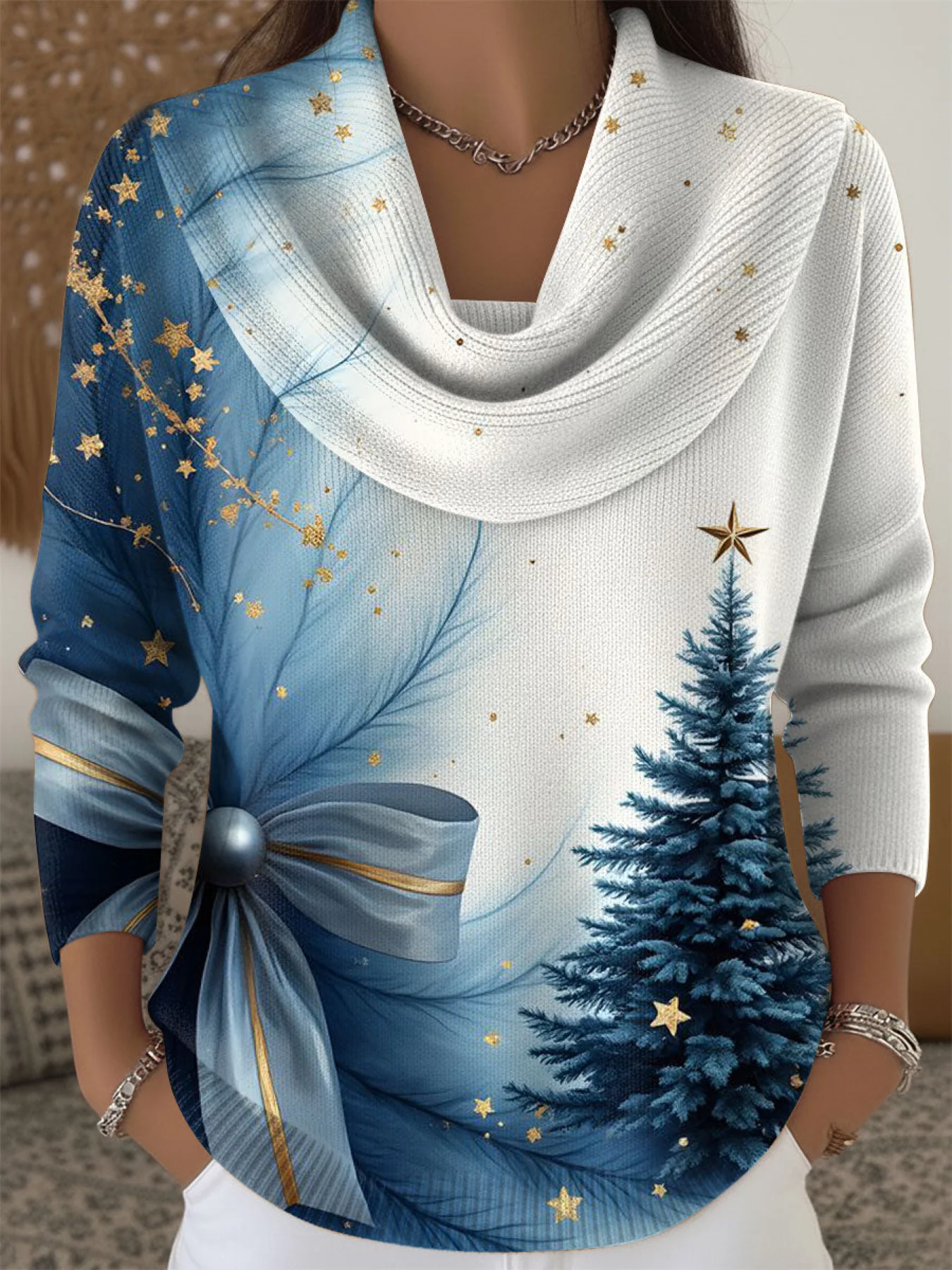 Women Christmas Long Sleeve Comfy Casual Printing Sweater