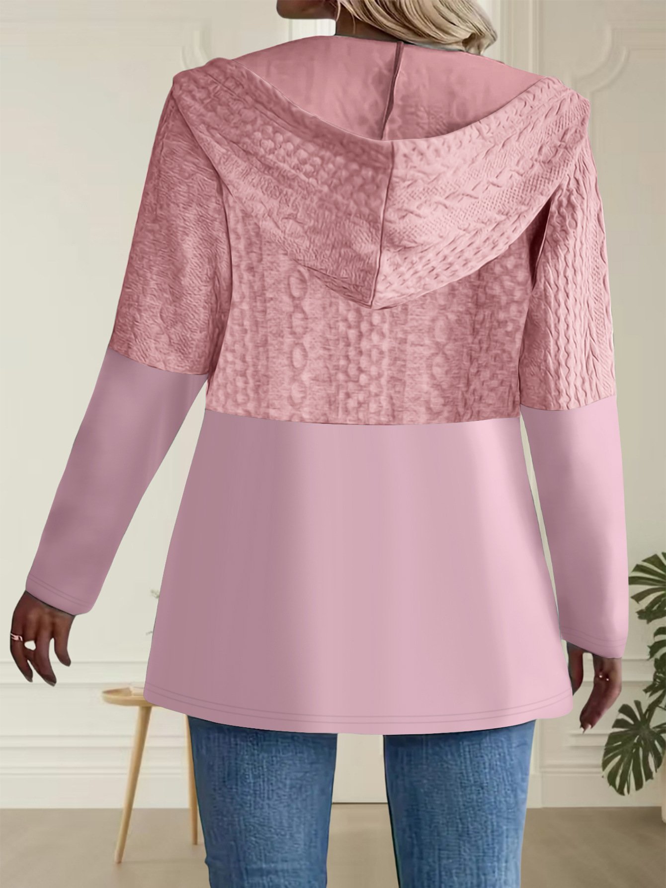 Women Spring/Fall Outerwear Casual Multicolor Block Long Sleeve Hoodie Jacket