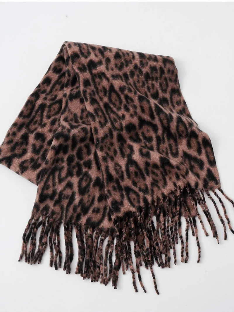 Winter Leopard Print Faux Cashmere Versatile Thick Shawl/scarf/neck Warmer