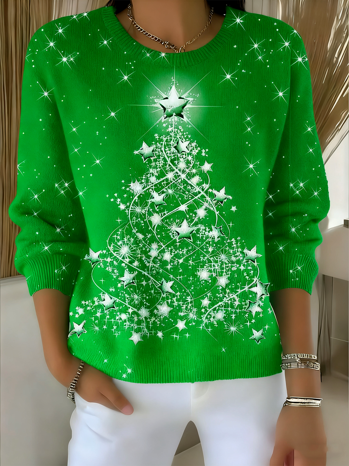 Women Christmas Long Sleeve Comfy Vintage Sweater
