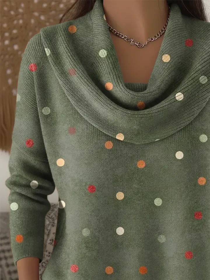 Women Polka Dots Long Sleeve Comfy Casual Printing Sweater