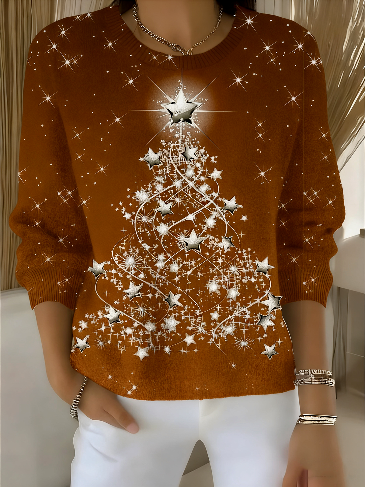 Women Christmas Long Sleeve Comfy Vintage Sweater