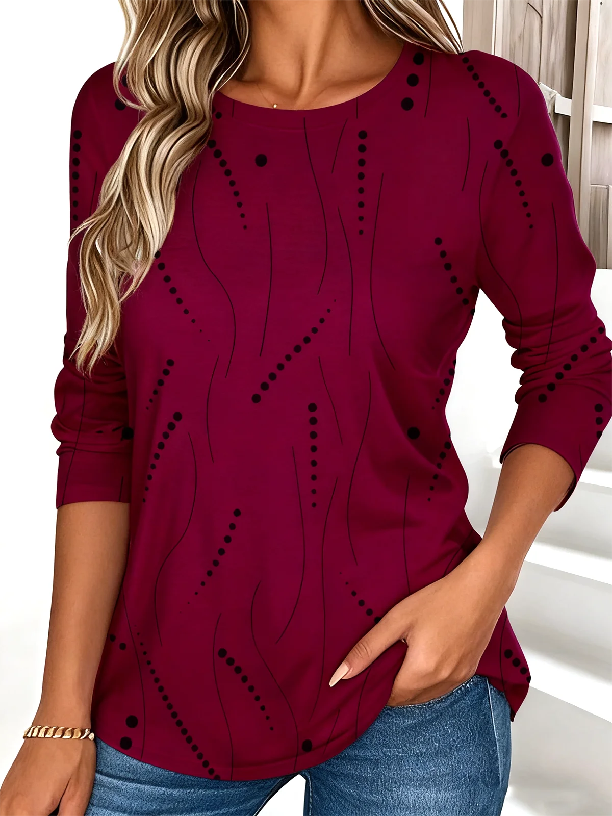 Casual Striped Crew Neck Long Sleeve T-shirt