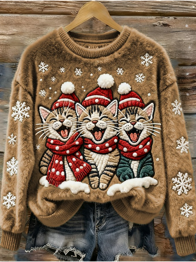 Casual Crew Neck Christmas Sweatshirt