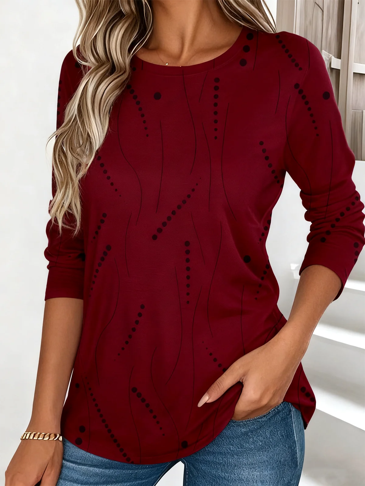 Casual Striped Crew Neck Long Sleeve T-shirt