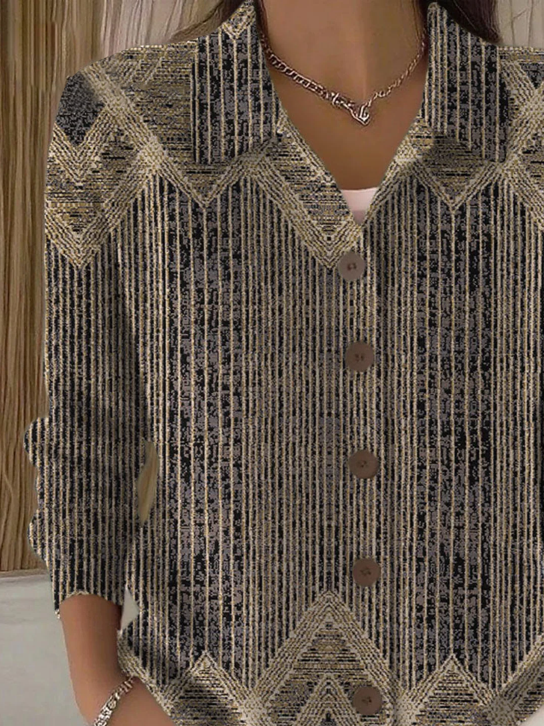 Women Abstract Long Sleeve Comfy Vintage Printing Cardigan