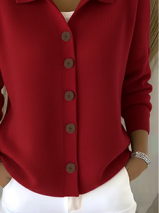 Women Plain Long Sleeve Comfy Vintage Printing Cardigan