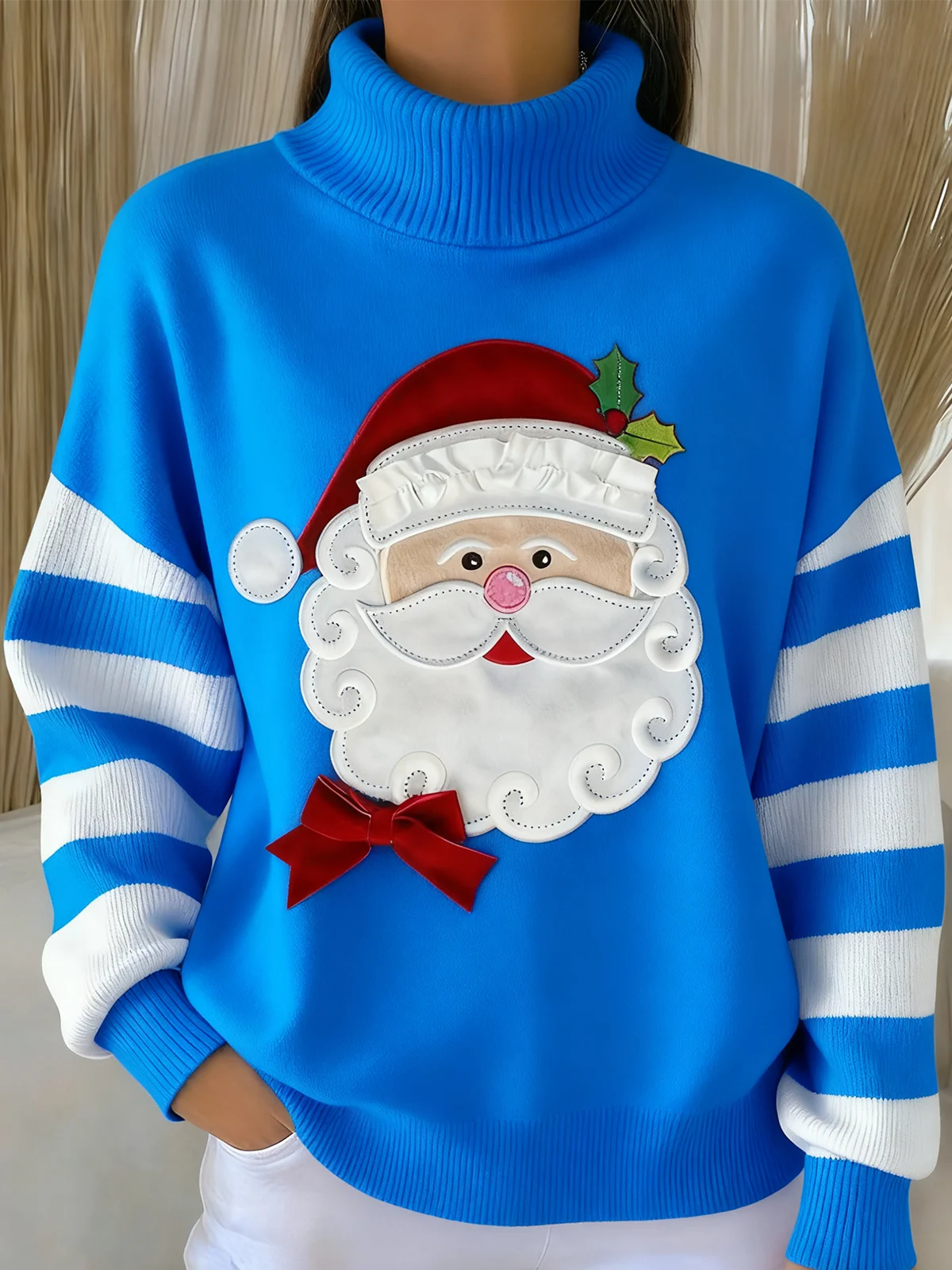 Women Striped Long Sleeve Comfy Vintage Sweater