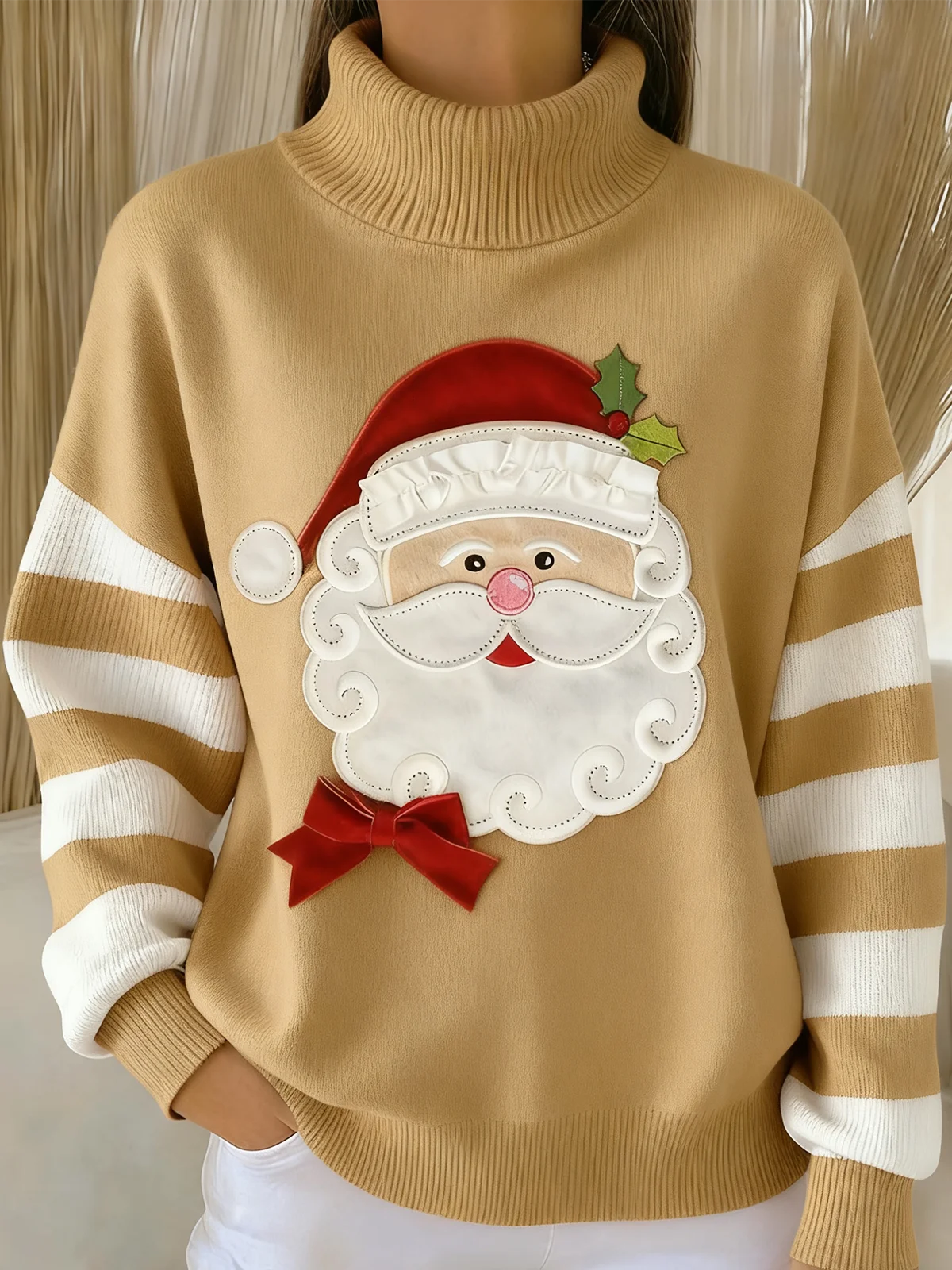 Women Striped Long Sleeve Comfy Vintage Sweater