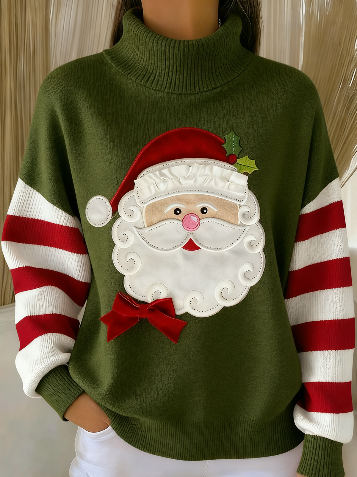 Women Striped Long Sleeve Comfy Vintage Sweater