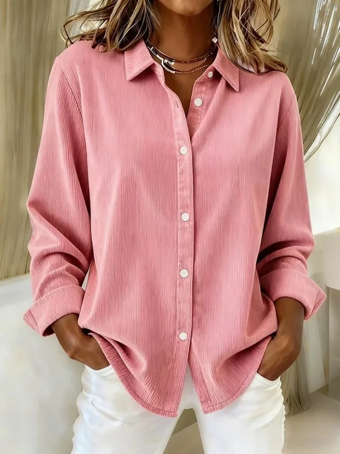 Shawl Collar Half Sleeve Plain Split Joint Regular Micro-Elasticity Loose Button Up Shirt Shirt For Women