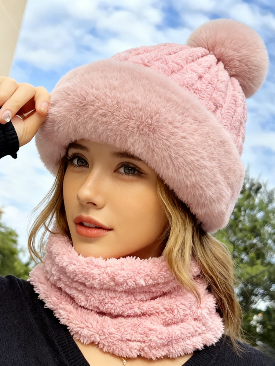 Winter Style All-in-one Hat And Scarf Fleece-lined Thickened Windproof Cold-proof Warm Multi-functional Balaclava For Cycling