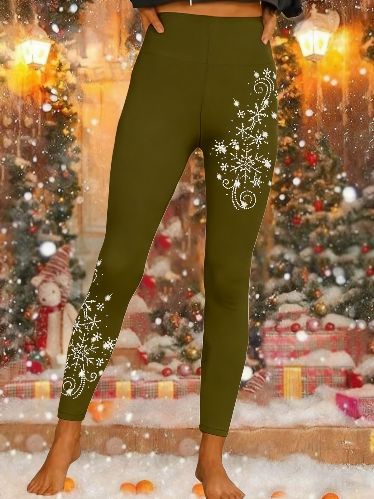 Vintage Holiday 3D Printing Long Leggings