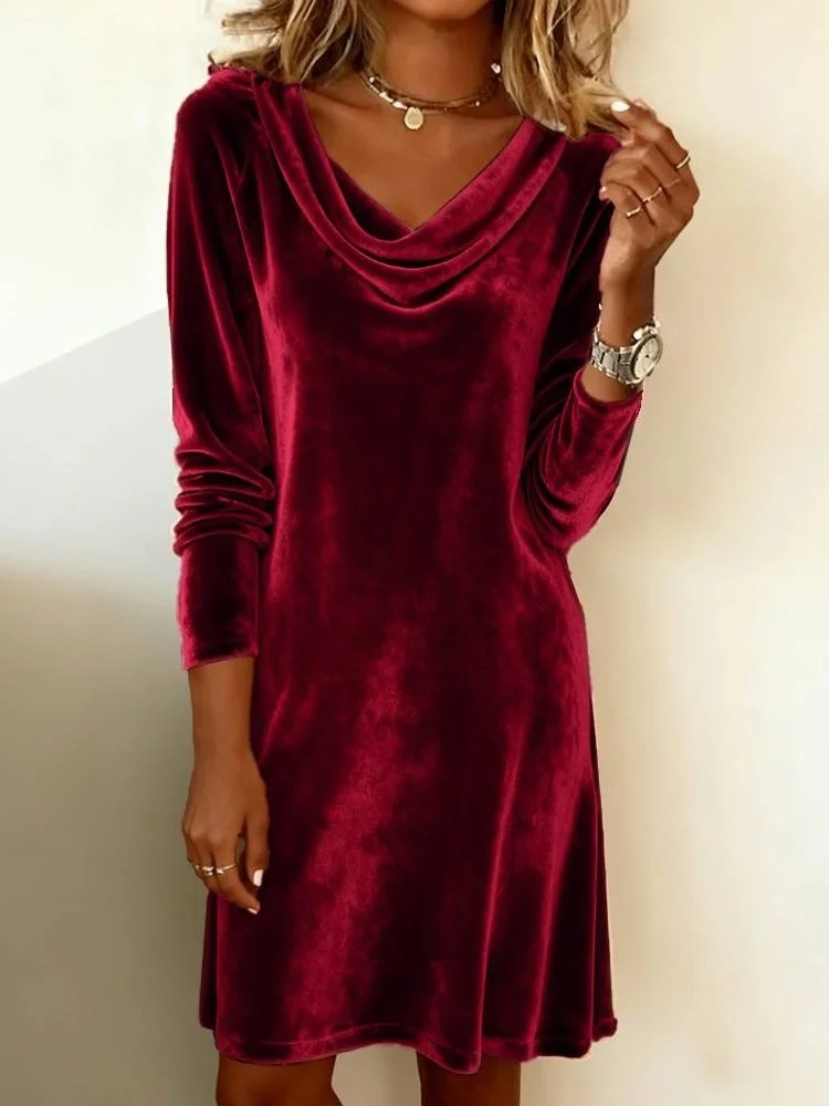 Women Plain Spring/Fall Split Joint Dress Hoodie Long Sleeve Fit & Flare Dress A-Line Dress