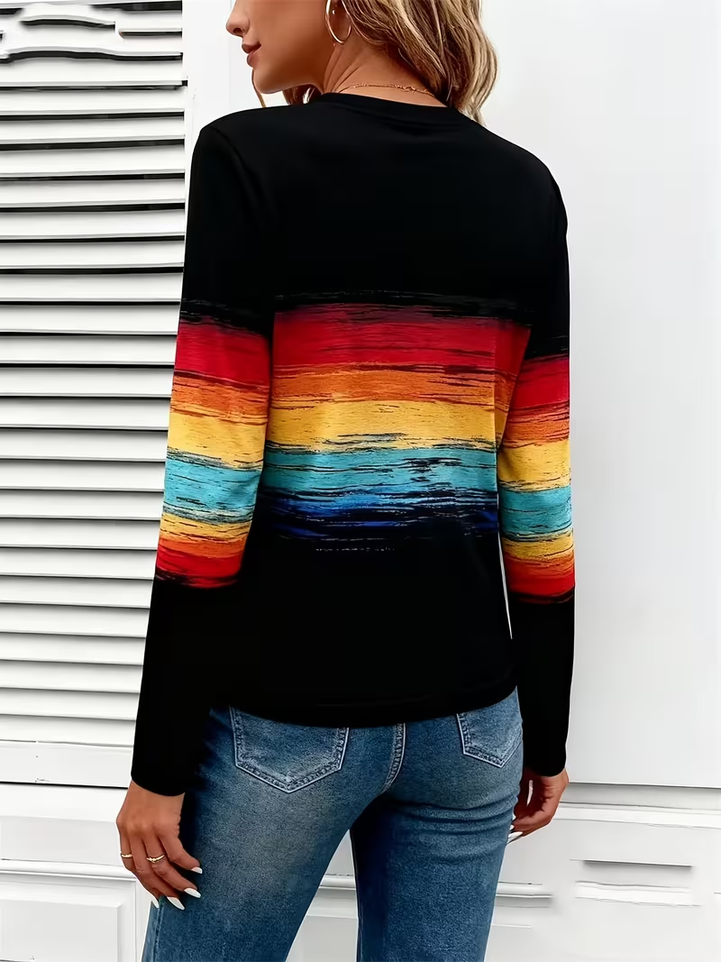 Casual Abstract Crew Neck Long Sleeve T-shirt