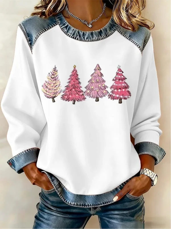 Vintage Crew Neck Christmas Sweatshirt Printing
