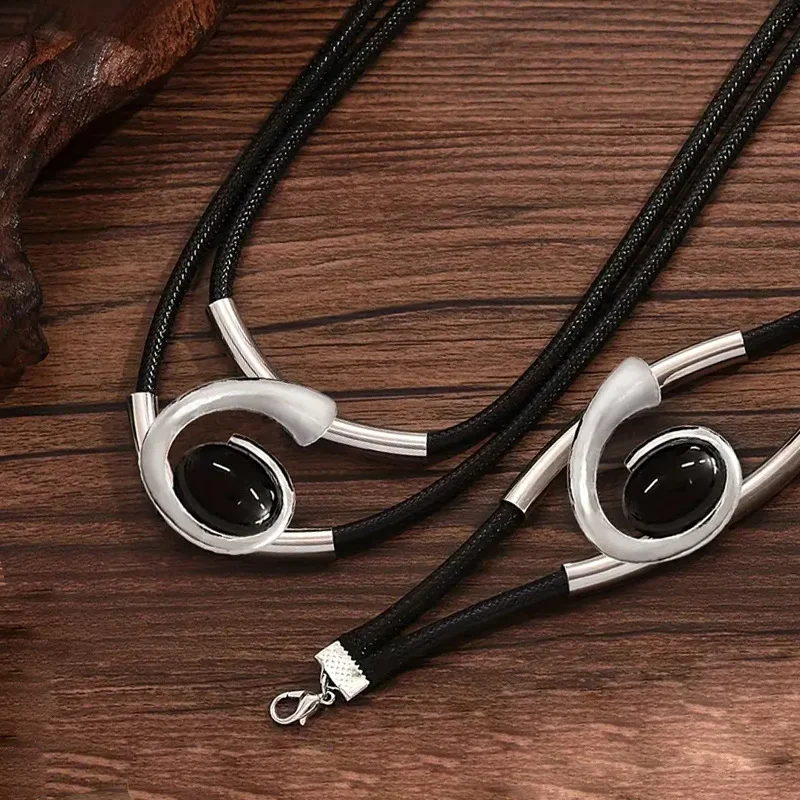 Bohemian Style Spiral Snail-Shaped Acrylic Jewelry Set For Women Necklace And Bracelet Combination