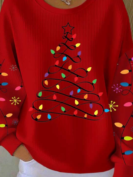 Casual Crew Neck Christmas Sweatshirt