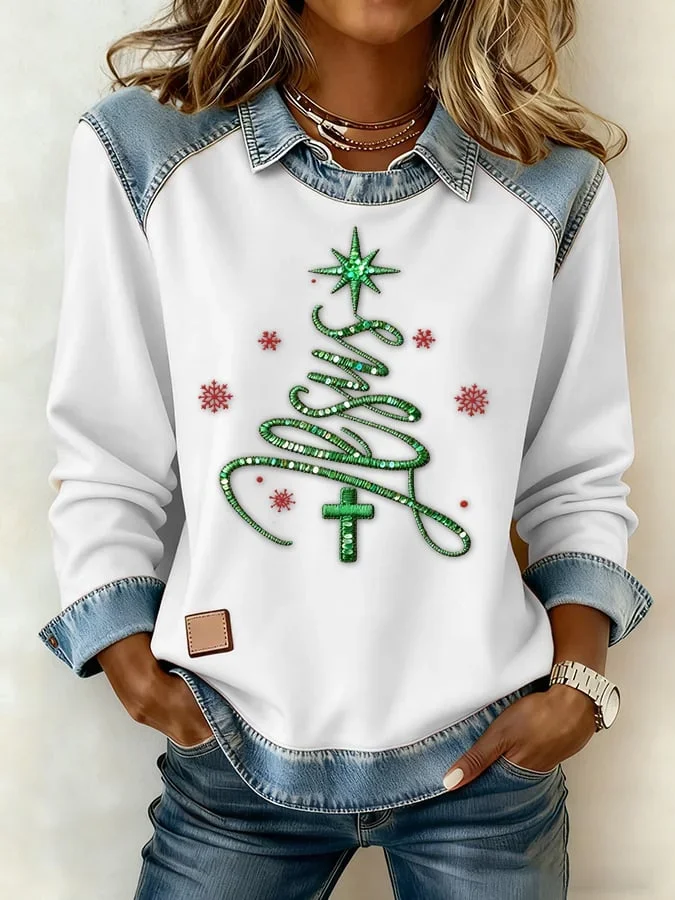 Vintage Shawl Collar Christmas Sweatshirt