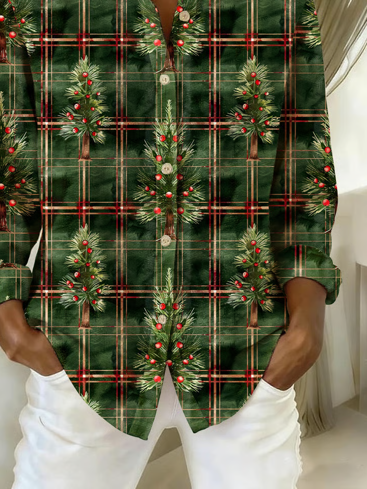 Shirt Collar Regular Sleeve Long Sleeve Christmas Buckle Regular Loose Button Up Shirt Shirt For Women