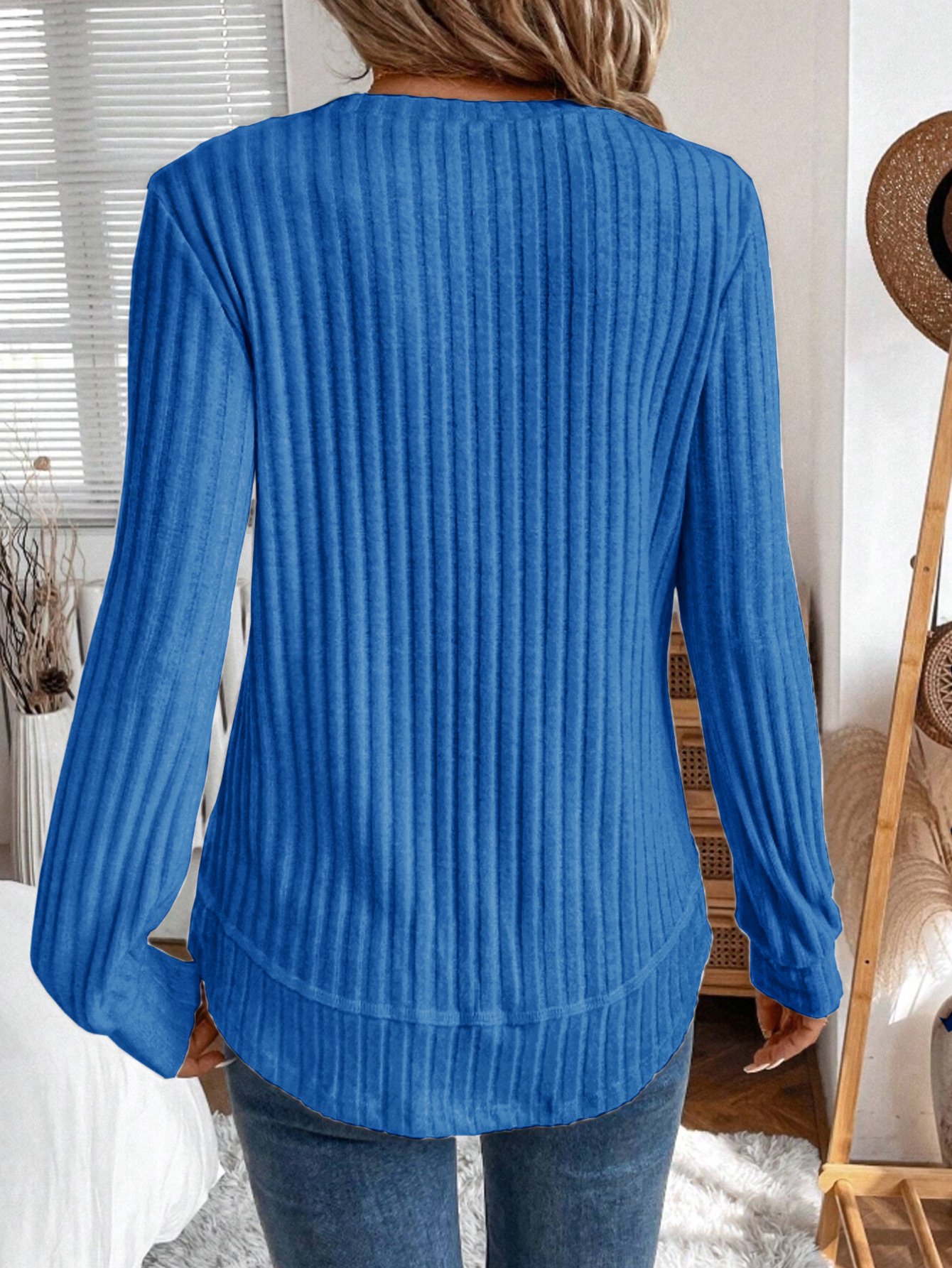 Plain Crew Neck Jersey Casual Knit Top