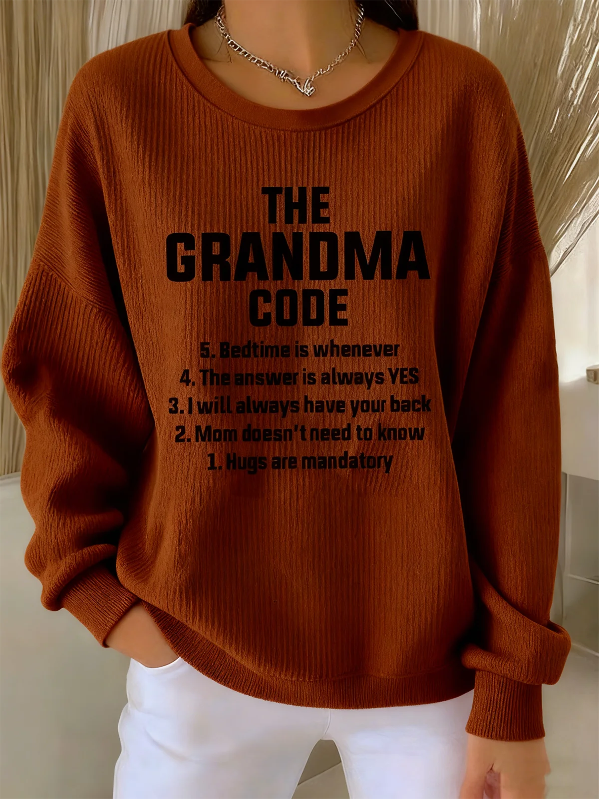 Vintage Crew Neck Letter Pattern Sweatshirt
