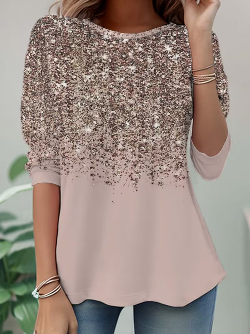 Casual Abstract Crew Neck Long Sleeve T-shirt