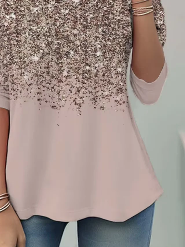 Casual Abstract Crew Neck Long Sleeve T-shirt