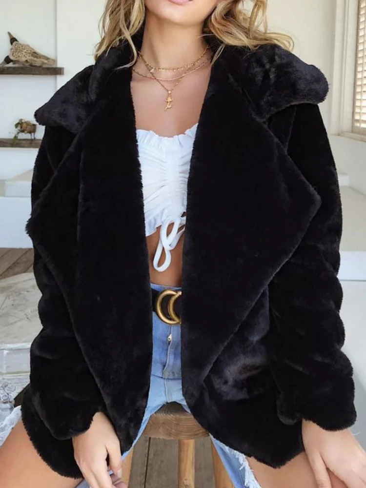 Women Spring/Fall Outerwear Casual Split Joint Plain Long Sleeve Lapel Collar Jacket