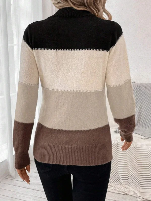Women Wool-Blend Striped Long Sleeve Comfy Casual Sweater