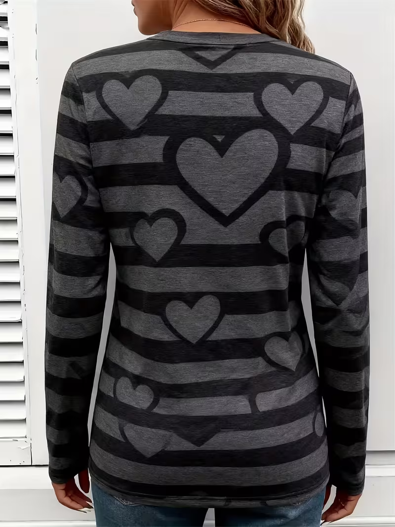 Casual Striped Crew Neck Long Sleeve T-shirt