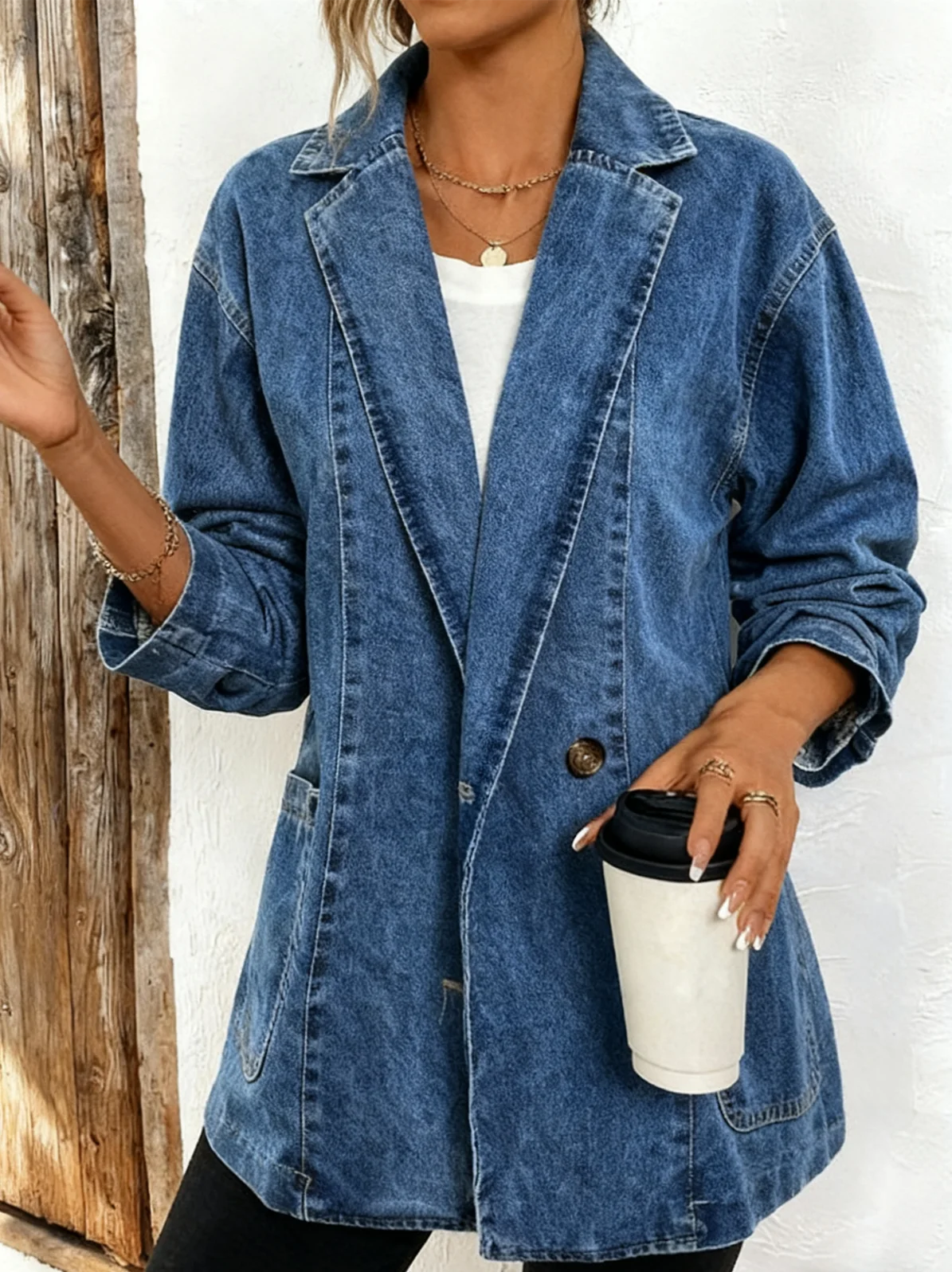 Women Plain Spring/Fall Outerwear Casual Long Sleeve Regular Blazer