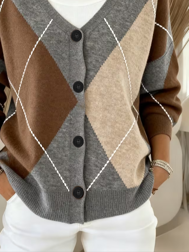 Women Abstract Long Sleeve Comfy Casual Cardigan