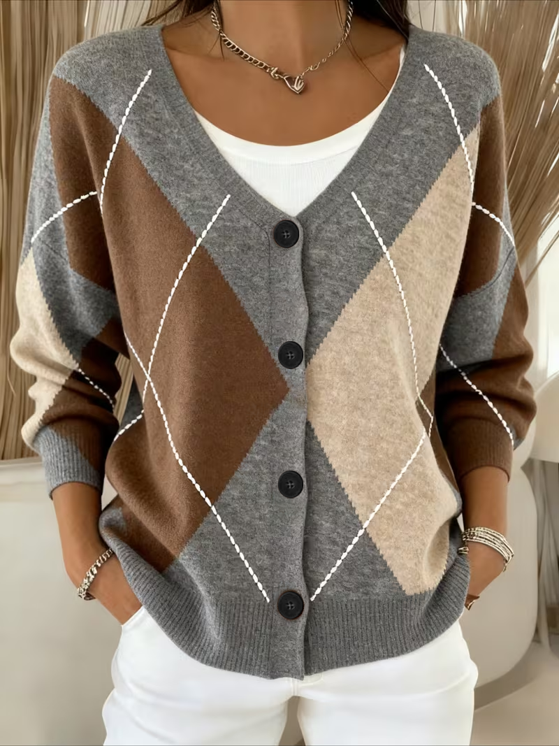 Women Abstract Long Sleeve Comfy Casual Cardigan