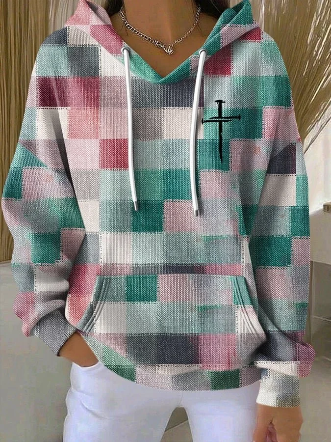 Casual Hoodie Plaid Hoodie