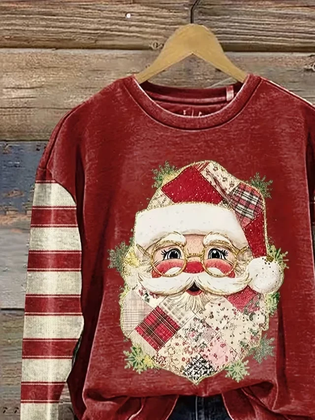 Casual Crew Neck Striped Sweatshirt Printing