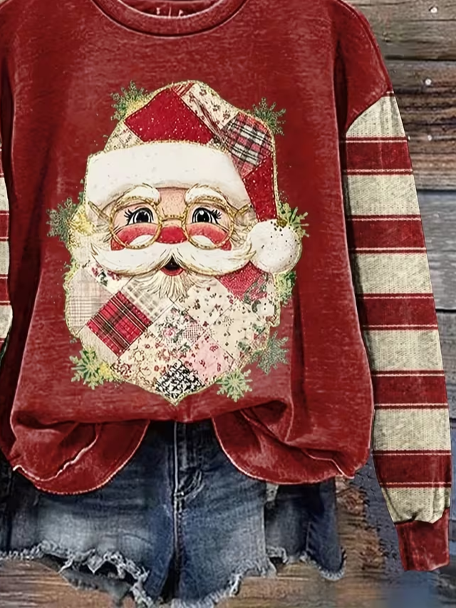 Casual Crew Neck Striped Sweatshirt Printing