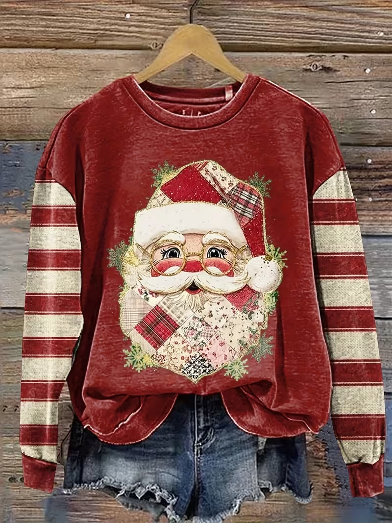 Casual Crew Neck Striped Sweatshirt Printing