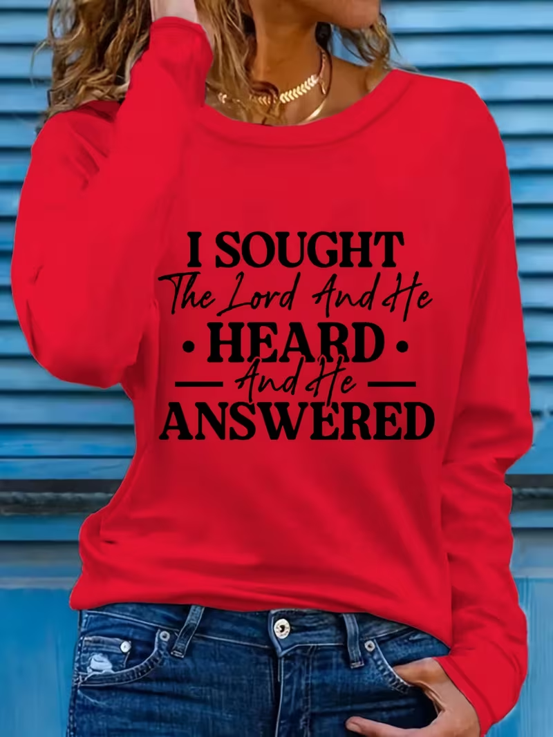 Casual Text Letters Crew Neck Long Sleeve T-shirt