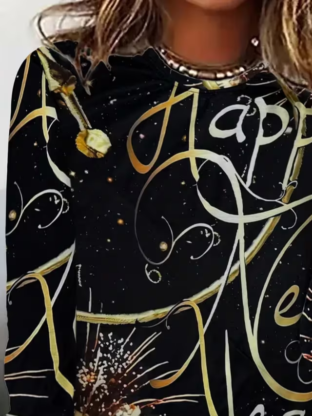 Casual Text Letters Crew Neck Long Sleeve T-shirt