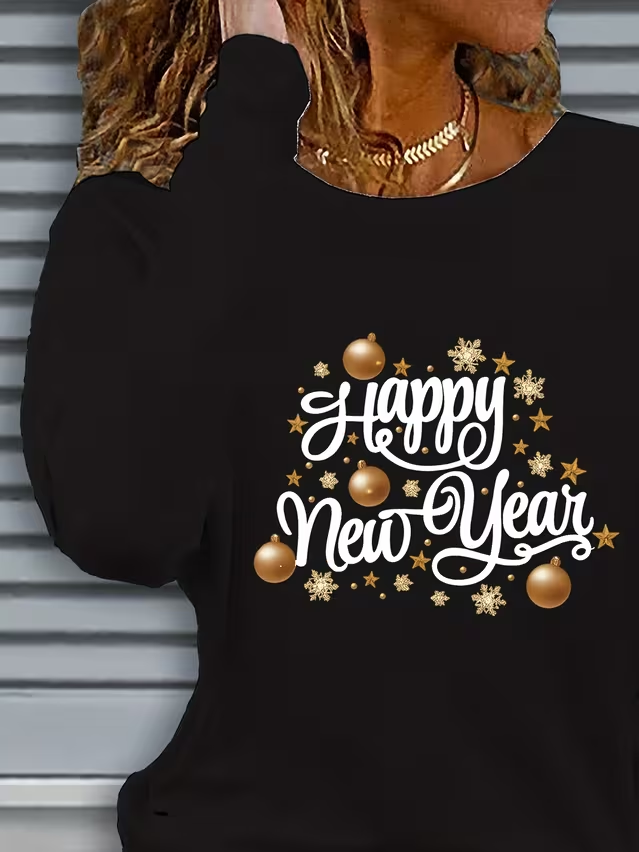 Casual Text Letters Crew Neck Long Sleeve T-shirt