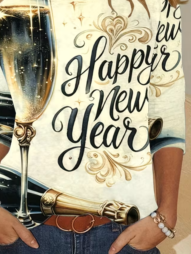 Casual Text Letters Crew Neck Long Sleeve T-shirt