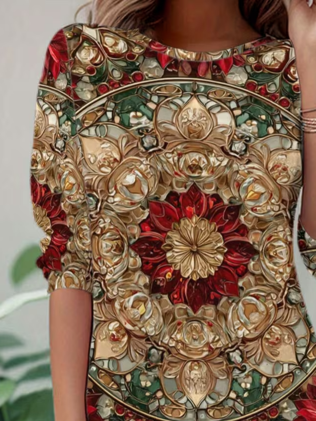 Casual Abstract Crew Neck Long Sleeve T-shirt