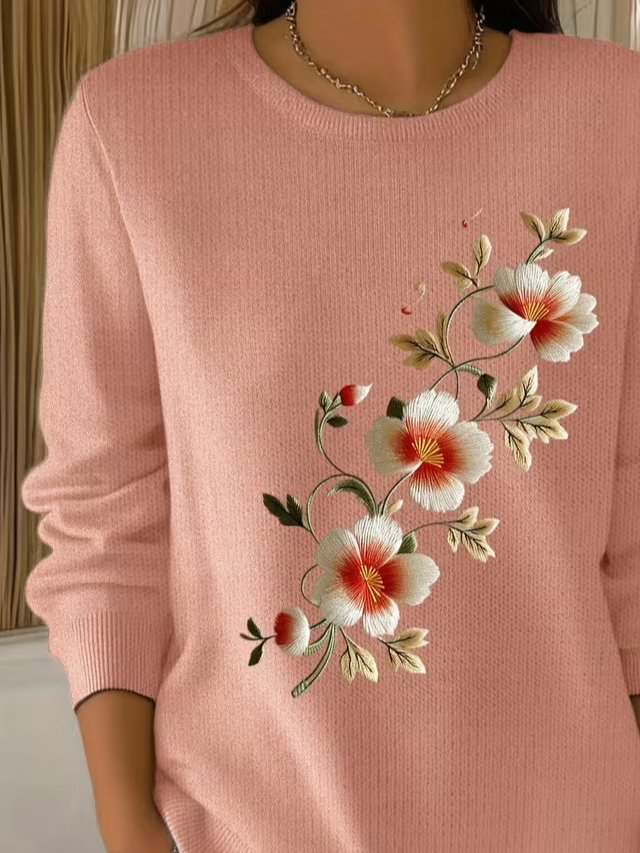Women Floral Long Sleeve Comfy Casual Printing Sweater